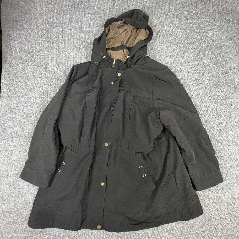 Liz Claiborne Coat Womens 3X Black Hooded Parka Full Zip Lined Pockets